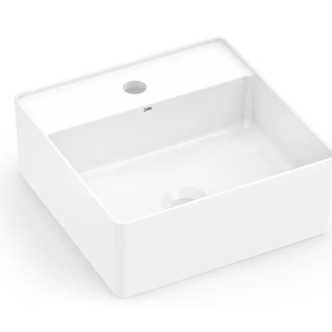 Cuba de apoio 35x35 quadrada basic Q6 com mesa branca Celite